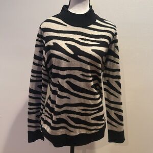 Calvin Klein Zebra Striped Turtleneck